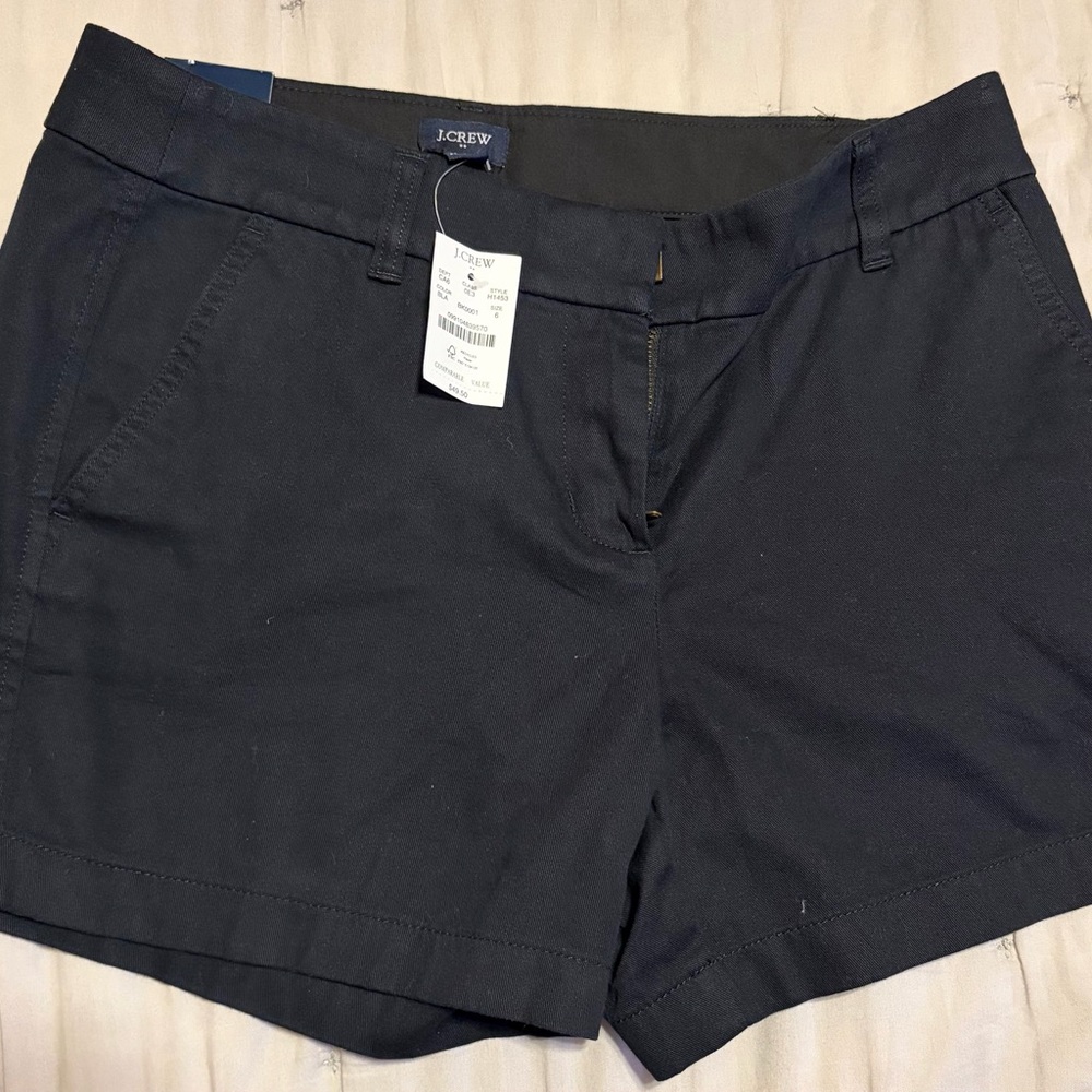 J. CREW 5” shorts. Size 6. Black. NWT